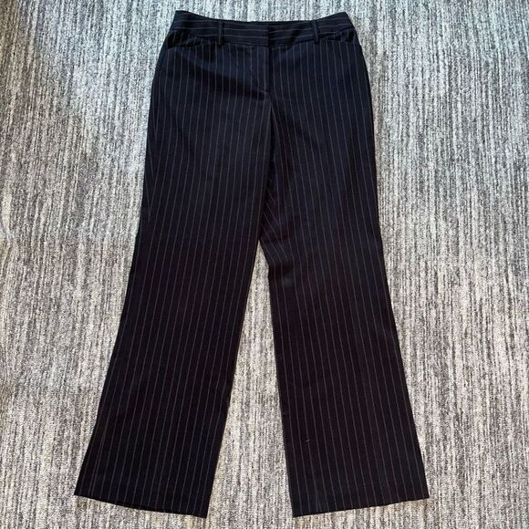 Style &‎ Co. Womens Dress Pants Sz 8P Black Pin Stripe Flat Front Stretchy Pants - Picture 1 of 10